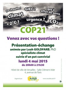 reunion sur COP21 à Versailles le 4 mai 2015