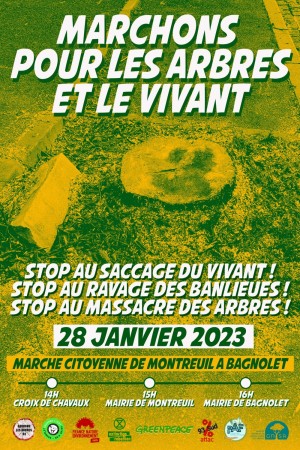 Affiche marche de samedi 28 janvier pour les arbres et le vivant