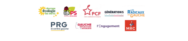 Logos de partis participants de la liste d'union de la gauche et des écologistes